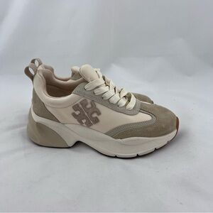 Tory Burch Good Luck Women's Tan and Cream Sneakers size 4M